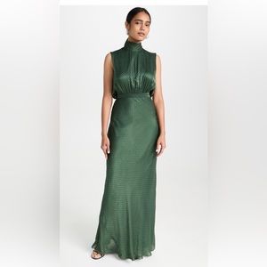 Saloni “Fleur” Dress in emerald